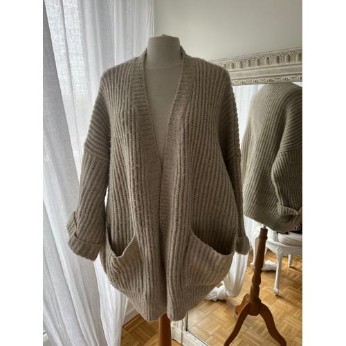 Gilet Mi Long En Maille Et Laine Large Zara / Mid-Long Vest In Mesh And Wide Wool