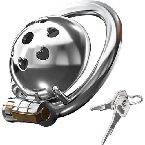 Kal-Chastity Cage Hommes Sm Jouet Sexuel Avec Couvercle En Forme De C?Ur, Cage À Pénis Verrou De Chasteté Avec Serrure Cachée Et Clé Pour Hommes Bondage Du Pénis En Acier Inoxydable Étanche (45mm)