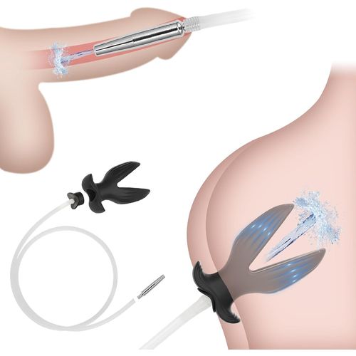 Kal-2 En 1 Plug Anal Avec Dilatateur Urétral,Plug Anale Creux V-Port Avec Plug Uretre En Acier Inoxydable Masseurs De Prostate,Masturbateur Homme,Sex Toýs Couple (S)
