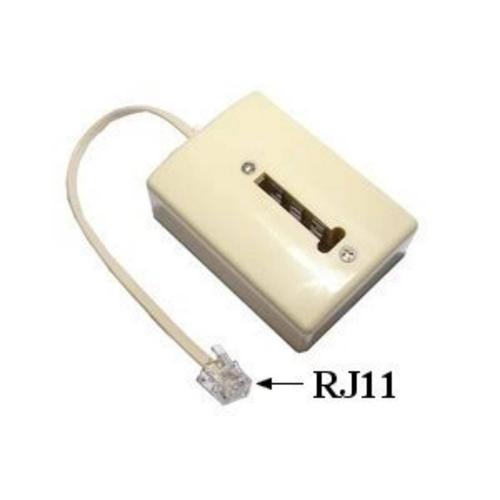 Fiche en T femelle blanche enfichable avec connections RJ11 mâle de couleur blanche pour lien téléphone box adaptateur