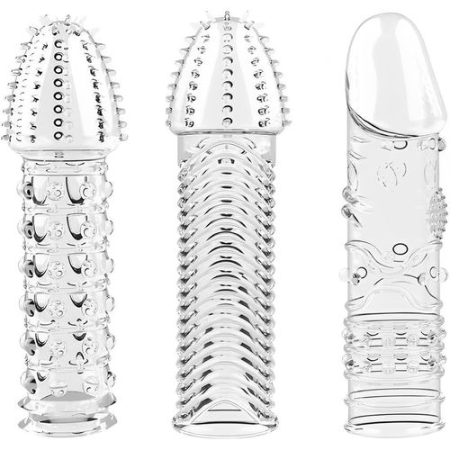 Kal-3 Pièces Manchons De Pénis En Silicone, Gaines De Pénis À Stimulation Intensive De Particules, Manchon Penis, Améliorer La Couverture D'agrandissement Du Coq D'érection(3forme)