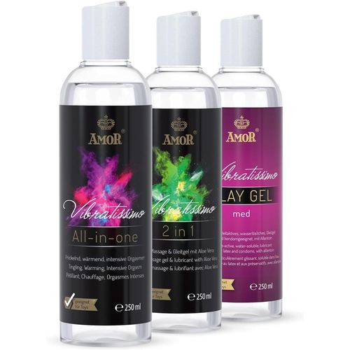 Kal-Play Gel Set 3x250 Ml I Lot De 3 Lubrifiants Med, Tout-En-Un, 2-En-1 I Gels Lubrifiants À Base D'eau I Lubricant Gel Pour Jouets En Silicone & Préservatifs En Latex