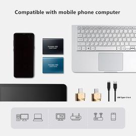 Disque dur externe SSD 2 To, portable, stockage de données, fin, USB 3.1,  type-C compatible avec PC, ordinateur portable et Mac (2 To, noir) :  : Informatique