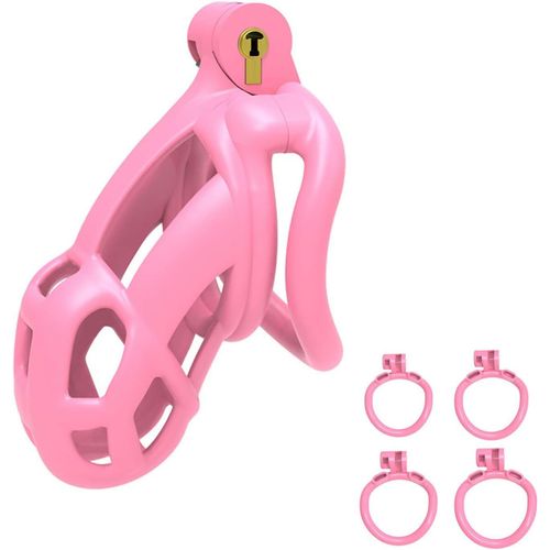Kal-Cage De Chasteté Rose Homme \U2013 Cage De Chasteté En Résine De Nylon Avec Serrure Discrète, Ergonomique, Respirante, Cage Pénienne Inversée Sissy, Jouet Sexuel Bondage (Short,Arc-Ring)