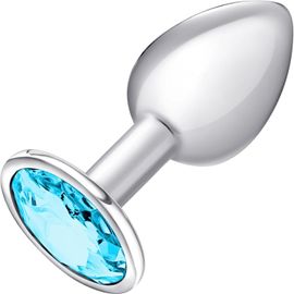 Kal-Petit Plug Anale Acier Femme, Anal Plug Cristal Homme Prostate, Argent Bleu