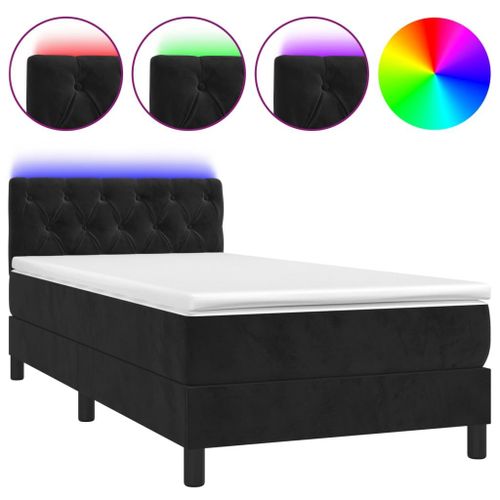 Vidaxl Sommier Tapissier Avec Matelas Et Led Noir 80x200cm Velours