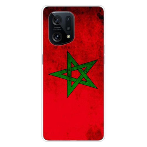 Coque En Silicone - Compatible Oppo Find X5 - Design Drapeau Maroc