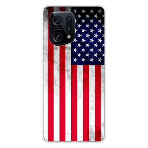 Coque En Silicone - Compatible Oppo Find X5 - Design Drapeau Usa