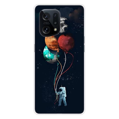 Coque En Silicone - Compatible Oppo Find X5 - Design Cosmonaute Aux Ballons