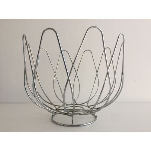 Corbeille Bol Panière À Fruits Centre De Table Métal Chromé Inox Design Art...