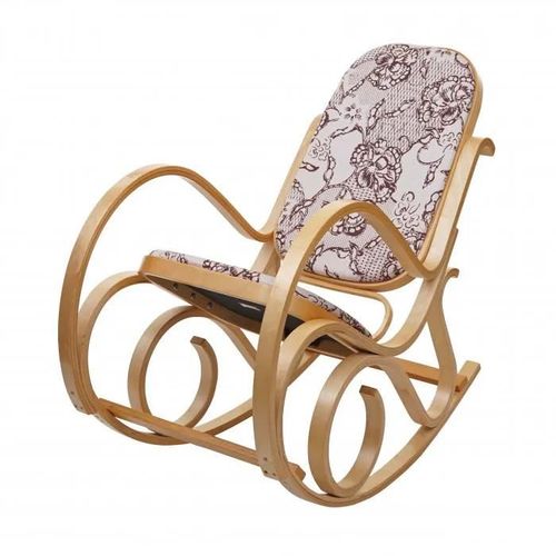 Fauteuil À Bascule Tokyo Bois Massif Aspect Chêne Tissu/Textile Jacquard Marron