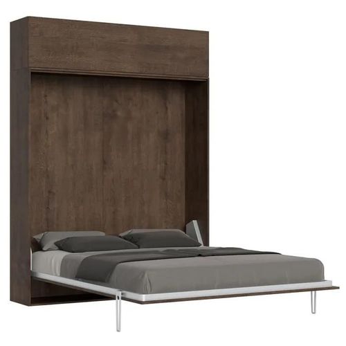 Armoire Lit Escamotable Vertical 160 Kentaro Avec Èlèment Haut Noyer