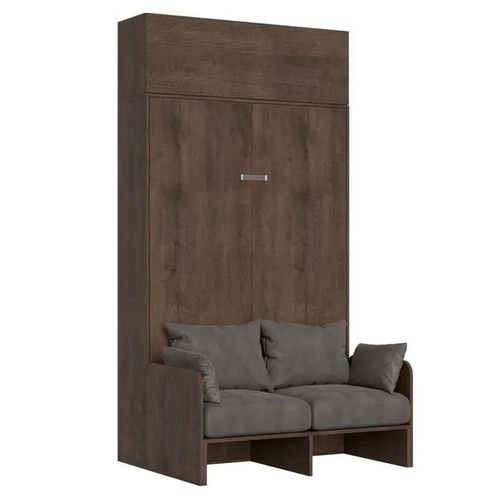 Armoire Lit Escamotable Vertical 120 Kentaro Sofa Avec Èlèment Haut Noyer