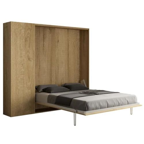 Armoire Lit Escamotable Vertical 160 Kentaro Avec Colonne Chêne Nature
