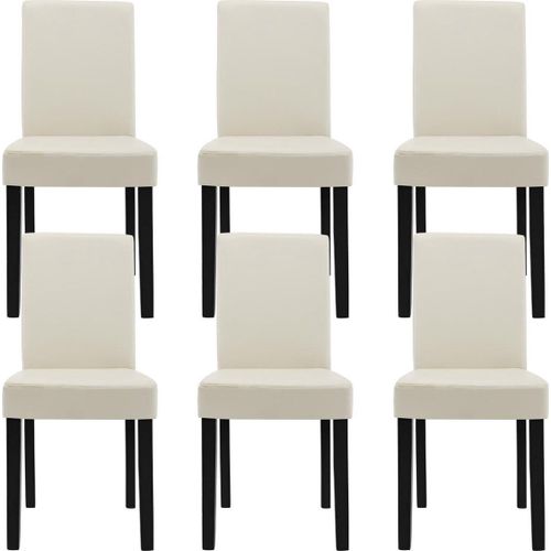 Kit De 6 Chaises Bois Simili 90 X 42 X 48 Crème - Ivoire [En.Casa]
