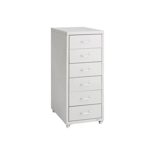 Caisson De Bureau 69 Cm Meuble En Métal 6 Tiroirs Gris Clair 08_0000394