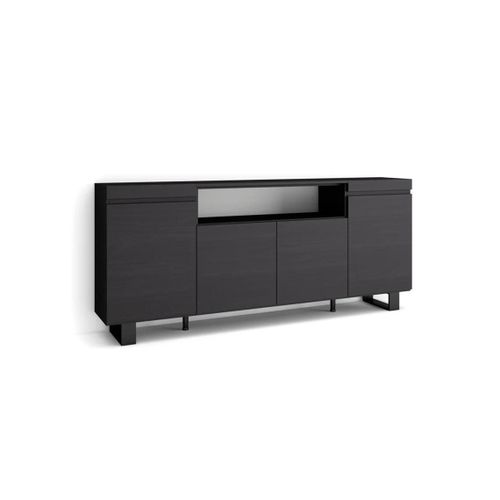 Skraut Home - Buffet Salon Et Cuisine, Meuble De Rangement, Commode, 200x87x35cm, 4 Portes, Noirs, Rf2293