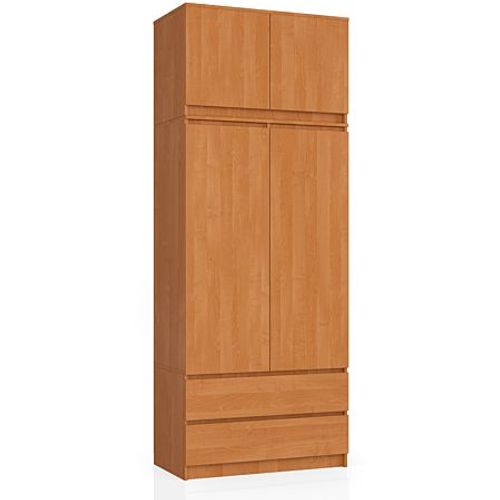 Armoire Avec Surmeuble Akord S90 Aulne 90 Cm 2 Portes 2 Tiroirs Façade Aulne 6 Étagères 90x51x234 Cm