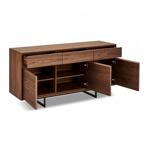 Buffet Tokyo Avec 3 Portes Et 3 Tiroirs - Mdf Et Métal - Noyer