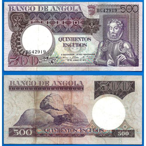 Angola 500 Escudos 1973 Luiz De Camoes Rocher Ancienne Colonie Portugal Billet Escudo