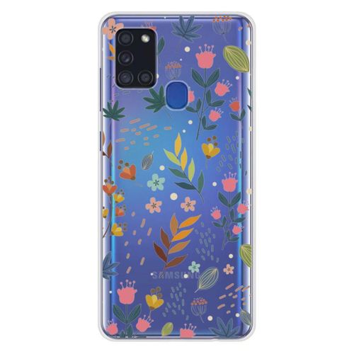 Coque En Silicone - Compatible Samsung Galaxy A21s - Design Fleurs Colorees