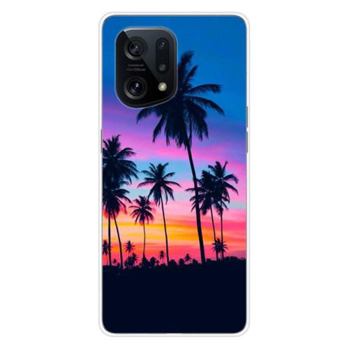Coque En Silicone - Compatible Oppo Find X5 - Design Palmiers Colores