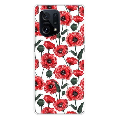 Coque En Silicone - Compatible Oppo Find X5 - Design Fleurs De Pavot