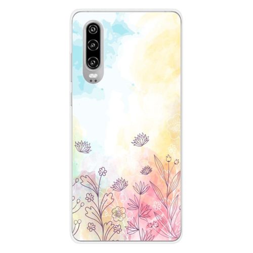 Coque En Silicone - Compatible Huawei P30 - Design Watercolor Flowers
