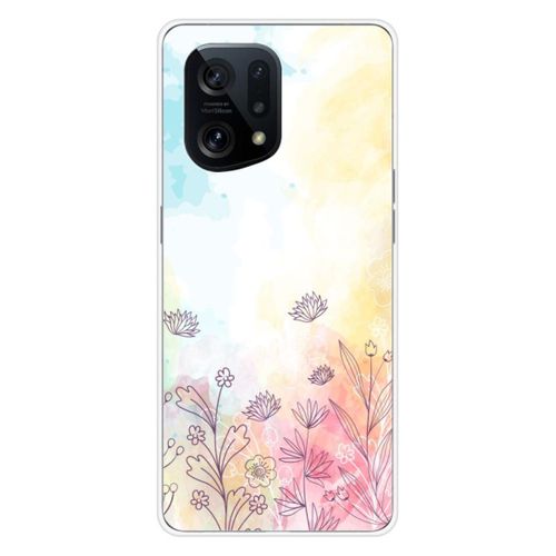 Coque En Silicone - Compatible Oppo Find X5 - Design Watercolor Flowers