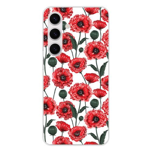 Coque En Silicone - Compatible Samsung Galaxy S24, Samsung Galaxy S25 - Design Fleurs De Pavot
