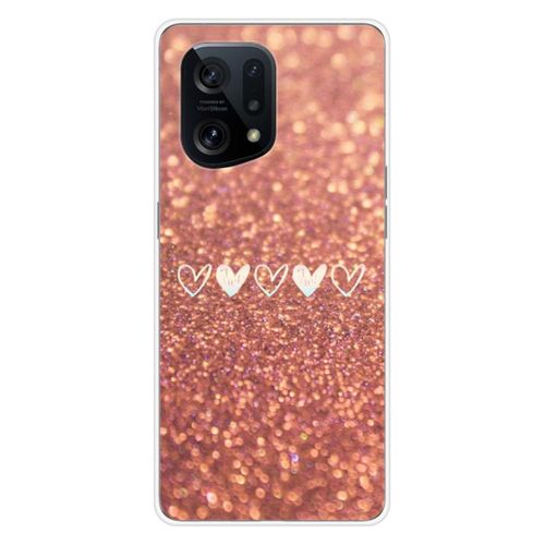 Coque En Silicone - Compatible Oppo Find X5 - Design Paillettes Coeur