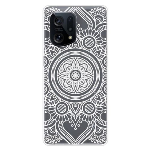 Coque En Silicone - Compatible Oppo Find X5 - Design Mandala Blanc