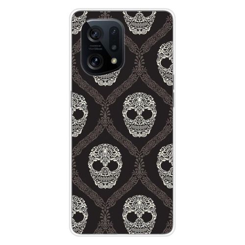 Coque En Silicone - Compatible Oppo Find X5 - Design Floral Skull