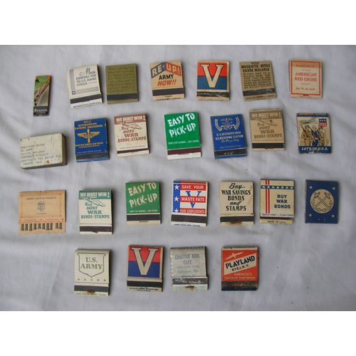 Ww2 Us Lot De 25 Paquets D.Allumettes Américaines Secondes Guerre Mondiale Rare