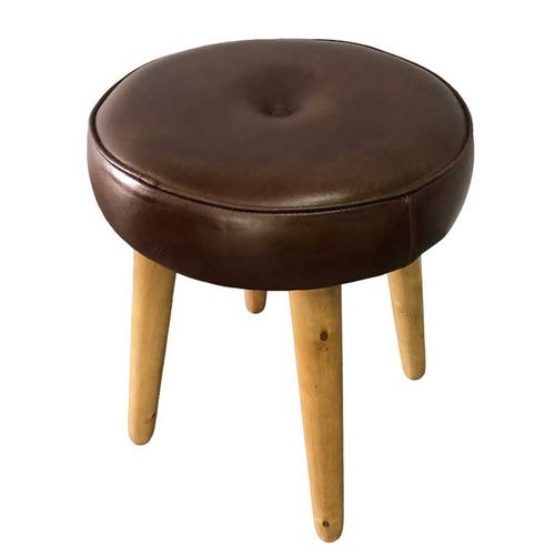 Tabouret Cuir Rond 33x33x43cm