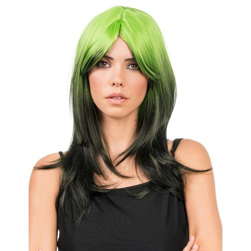 Perruque Tie And Dye Vert Et Noir Adulte