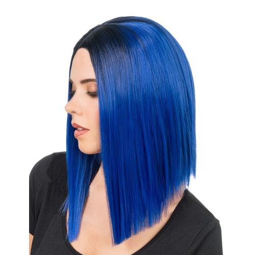 Perruque Carré Long Bleu Électrique Adulte
