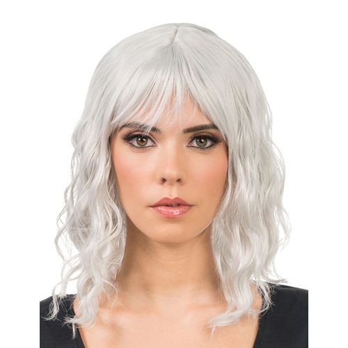 Perruque Ondulée Gris Clair Adulte