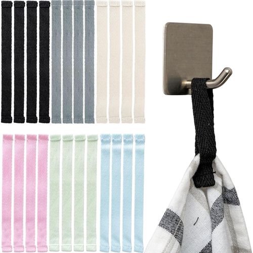 Eryi-Accroche-Serviettes À Coudre, 24 Pièces, 150 X 12 Mm Boucles, Six Couleurs Set, En Coton, Extrémités Repliées Et Cousues, Accroche Support Pour Torchon, Serviette, Chiffon, Déco, Campeur