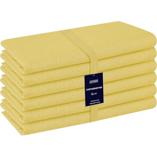 Eryi-Serviettes De Table En Tissu Lot De 6-100% Coton Serviettes De Table Tissu Doux Et Confortable - Serviettes Réutilisables Lavable En Machine - 43 X 43 Cm Jaune