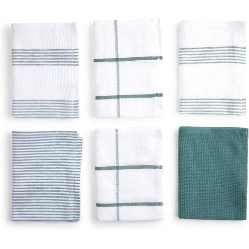 Eryi-Torchons Cuisine Coton Premium ¿ Pack De 6 Chiffons Cuisine Microfibre Et Éponge, Chiffons Coton Absorbants, Linges De Nettoyage Couleur Vert Naturel