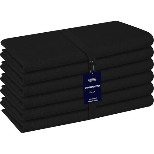 Eryi-Serviettes De Table En Tissu Lot De 6-100% Coton Serviettes De Table Tissu Doux Et Confortable - Serviettes Réutilisables Lavable En Machine - 43 X 43 Cm Noir