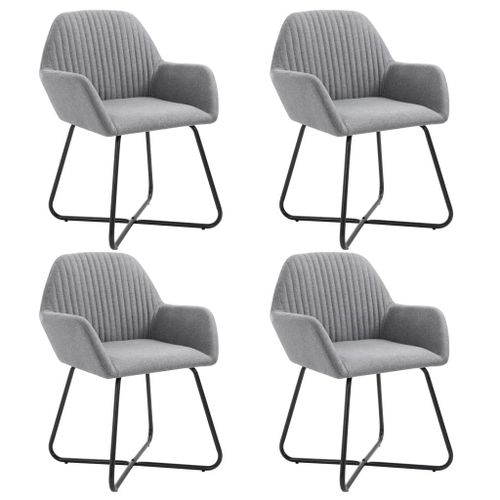 Lot De 4 Chaises De Salle À Manger Cuisine Design Moderne Tissu Gris Clair Cds021522