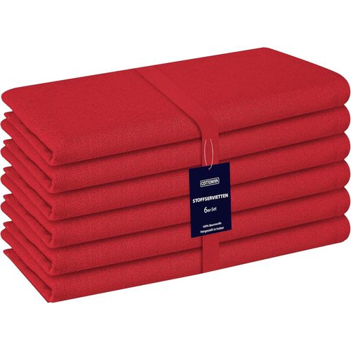 Eryi-Serviettes De Table En Tissu Lot De 6-100% Coton Serviettes De Table Tissu Doux Et Confortable - Serviettes Réutilisables Lavable En Machine - 43 X 43 Cm Rouge