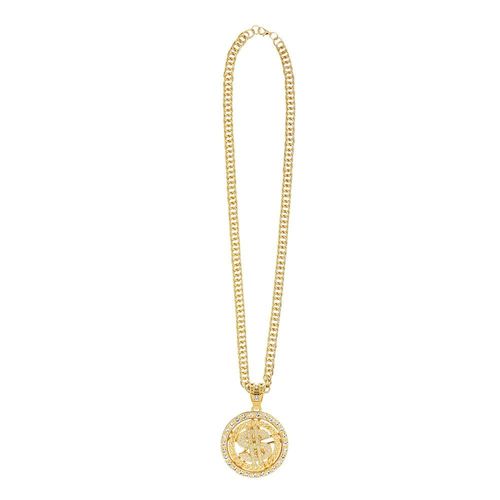 Collier Fantaisie Bling-Bling Dollar Fer 70cm Or