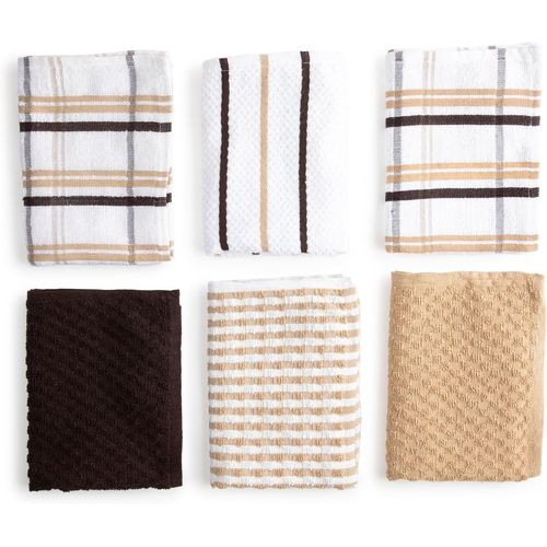 Eryi-Torchons Cuisine Coton Premium \U2013 Pack De 6 Chiffons Cuisine Microfibre Et Éponge, Chiffons Coton Absorbants, Linges De Nettoyage Beige Et Chocolat