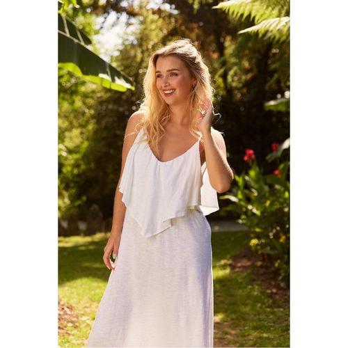 Robe À Volants " Bonheur" Femme Blanc S