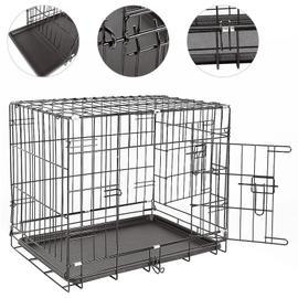 Cage caisse de transport pliante pour chien en métal noir 106 x 71 x 76 cm  matelas fourni