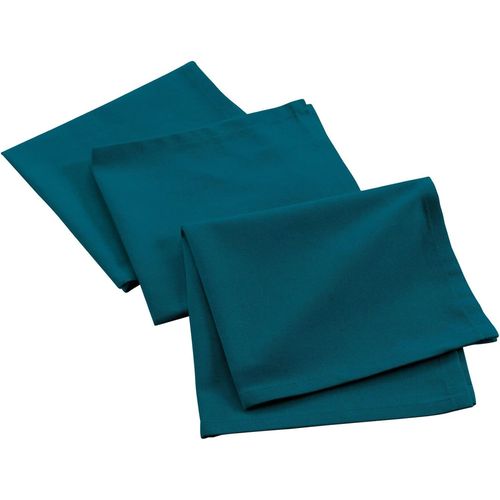 Eryi-, 3 Serviettes De Table (40 X 40 Cm) Mistral Bleu Canard, Coton Recyclé