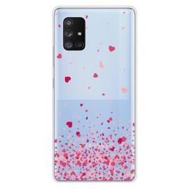 Coque En Silicone - Compatible Samsung Galaxy A71 5g - Design Confettis De Coeurs Rose